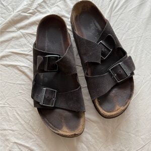 Charcoal gray suede Birkenstocks